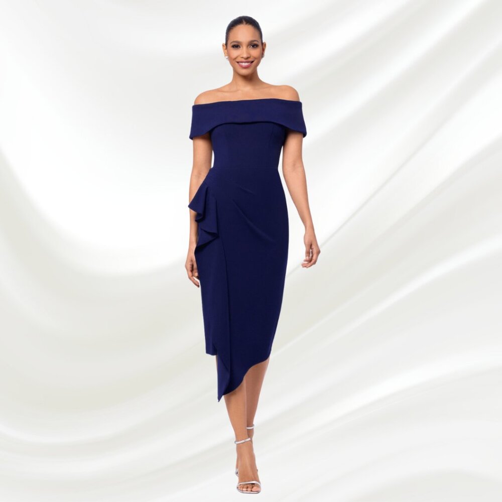 Nwot - Betsy & Adam Off-The-Shoulder Ruffle Dress - Size 8